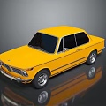 Yellow Classic Vintage Sedan With Black Windows Silver Wheels And Glossy Body