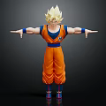 Blonde Haired Anime Character Action Figure In Orange Outfit With Arms Outstretched Pose