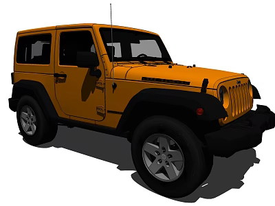 Yellow Jeep Two Door Off Road Vehicle With Black Accents And Classic Design 3d model