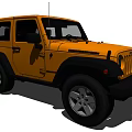 Yellow Jeep Two Door Off Road Vehicle With Black Accents And Classic Design