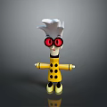 Cartoon Game Character With White Spiky Hair Red Glasses And Yellow Polka Dot Outfit