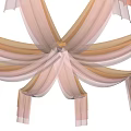 Elegant Star Shaped Ceiling Drapery With Pastel Pink And Light Green Flowing Fabric