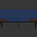 Blue Multi person Sectional Sofa With Orange Wooden Accents And Black Legs Modern Design