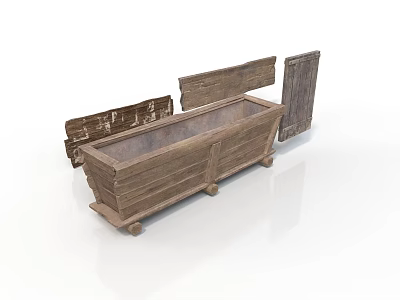 Rustic Wooden Home Storage Chest With Open Lid And Functional Design 3d model