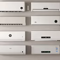 Multiple Modern Wall Mounted Air Conditioner Fan Units With Control Panels 3d model