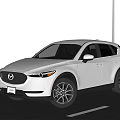 White Mazda SUV Modern Exterior Design With Trees And Road Background