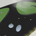 Garden Ornament Design With Green Irregular Lawn Shapes Circular Holes And Yellow Lights