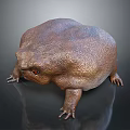Plump Brown Toad With Round Body And Red Eyes On Dark Background With Reflection 3d model