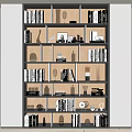 Modern Layered Design Bookcase With Books Decorative Items Glassware And Photo Frames