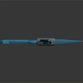 Futuristic Glowing Axe With Blue Blade And Textured Metallic Handle Design