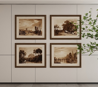 French Decorative Hanging Paintings 3d model