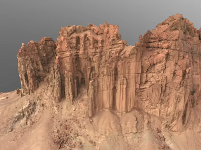 Natural Desert Scenery Featuring Red Rock Formations and Tall Eroded Cliffs 3d model