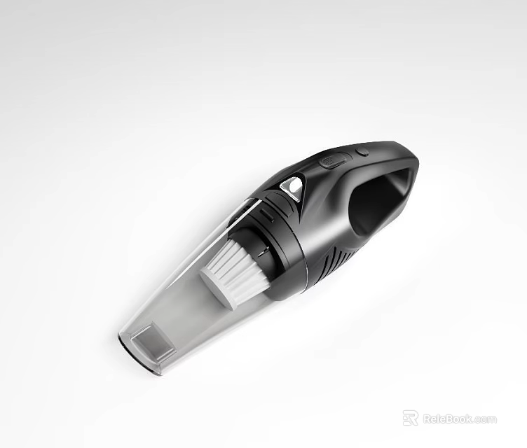 Black Handheld Vacuum Cleaner With Transparent Dust Cup And Brush For Portable Home Cleaning 3d model 