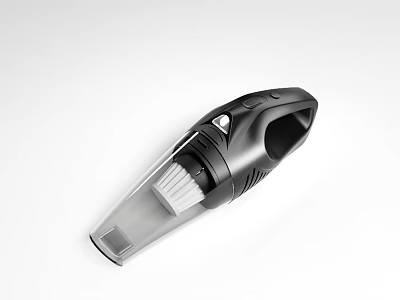 Black Handheld Vacuum Cleaner With Transparent Dust Cup And Brush For Portable Home Cleaning 3d model