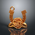Elegant Golden Horseshoe Shaped Apparel Accessory Featuring Shiny Rose Design