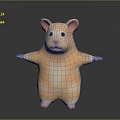 Cute Hamster Creature Character Standing With Outstretched Arms On Dark Background 3d model