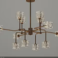 Elegant Modern Cube Crystal Chandelier With Brass Arms And Clear Glass Shades