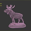 Detailed Bronze Moose Statue In Standing Pose With Intricate Base Design