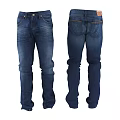 Blue Denim Jeans Front And Back View With Classic Design And Pockets