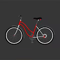 Red Bicycle With Black Seat Red And Silver Frame Large Wheels Casual Style Reflective Surface