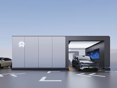 Industrial Electric Vehicle Charging Station With Smart Parking And Digital 3d model