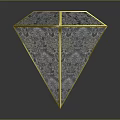 Diamond Shaped Decorative Ornament With Golden Frame Transparent Body And Base Reflection