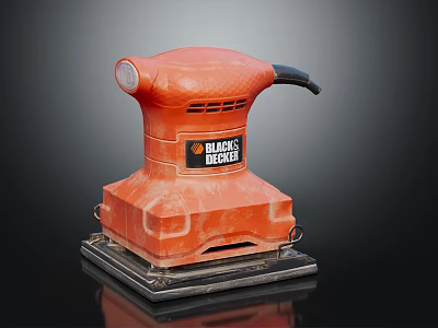 Black Decker Orange Electric Sander With Ergonomic Handle And Sanding Base 3d model