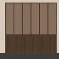 Modern Wooden Bookcase with Lattice Upper Panels and Cabinet Doors in Natural Wood Finish