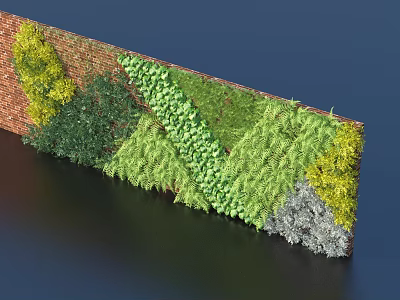 Decorative Living Wall Design With Diverse Green Plants And Lush Foliage 3d model
