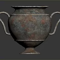 Decorative Copper Household Vase With Two Handles And Antique Ornamental Design