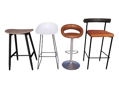 Modern Bar Stools With Various Designs Wooden Leather Plastic Seats And Metal Frames 3d model