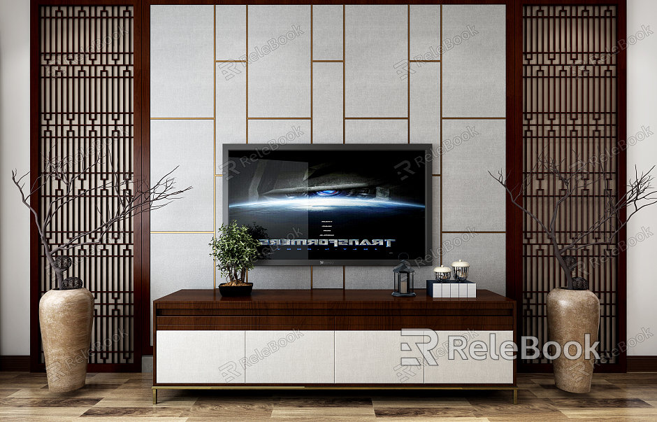 New Chinese TV cabinet background wall model