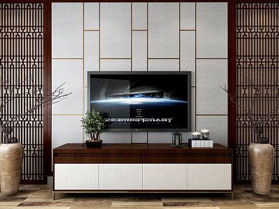 New Chinese TV cabinet background wall model