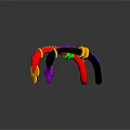 Colorful Curved Decorative Scene Components with Red Green Black Yellow Purple Accents