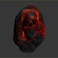Red Shiny Glowing Luminous Rock With Bright Cracks On Dark Background 3d model