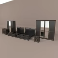 White Double Bed Bedroom Interior With Bedside Tables And Wardrobes