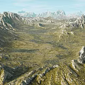 Natural Garden Landscape With Mountain Terrain Undulating Slopes And Green Vegetation