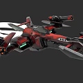 Advanced Red Sci Fi Spaceship With Mechanical Design And Green Lights 3d model