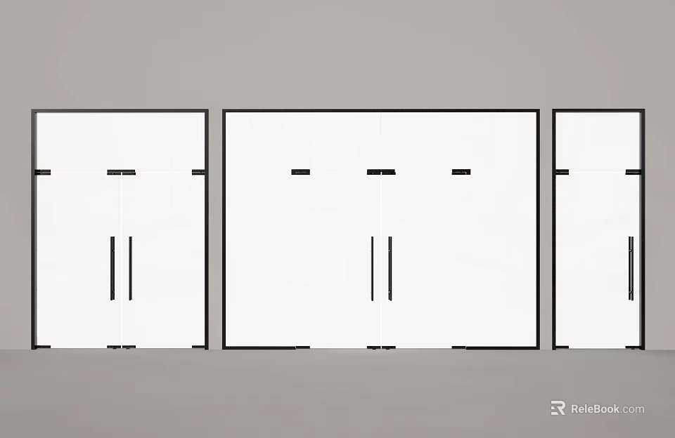 Minimal Design Diagram With Three White Rectangles And Simple Black Lines 3d model