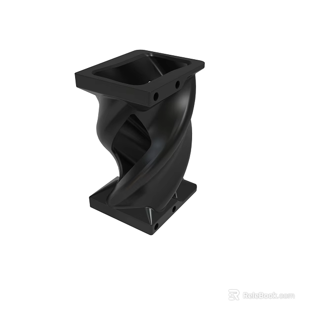 Stylish Black Spiral Shaped Decorative Support Structure With Square Top And Base 3d model 