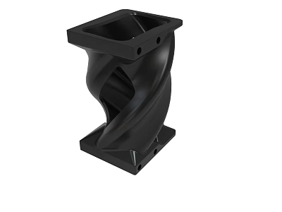 Stylish Black Spiral Shaped Decorative Support Structure With Square Top And Base 3d model