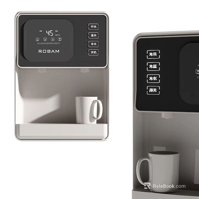 ROBAM Modern Kitchen Water Dispenser With Multi Temperature Options And White Mug 3d model