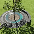 Circular Tree Pit With Multi Layered Rings Design On Green Grassland 3d model