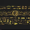 Futuristic Golden Geometric Design Elements With Lines Arrows And Shapes