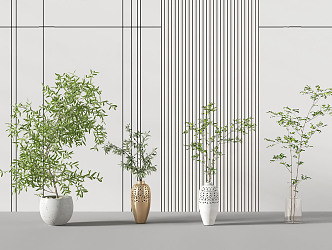 Modern vase floral potted plant combination 3d model