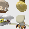 Colorful Amusement Rides Featuring Airship Sail Egg Shaped And Winged Designs