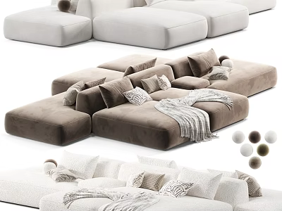 Modern Plush Fabric Double Seater Sofa With Comfortable Cushions And Multiple Custom Color Options 3d model
