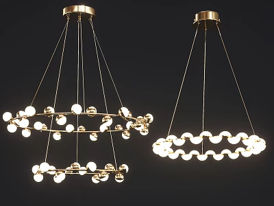 Modern Gold Metal Chandelier With Glass Balls And Hanging Light Design 3d model