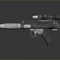 Futuristic Energy Weapon Rifle With Scope Vented Barrel Mechanical Grip And Modern Design