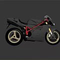 Gray Motorcycle With Red Frame And Gold Wheels Modern Design Sleek Surface 3d model
